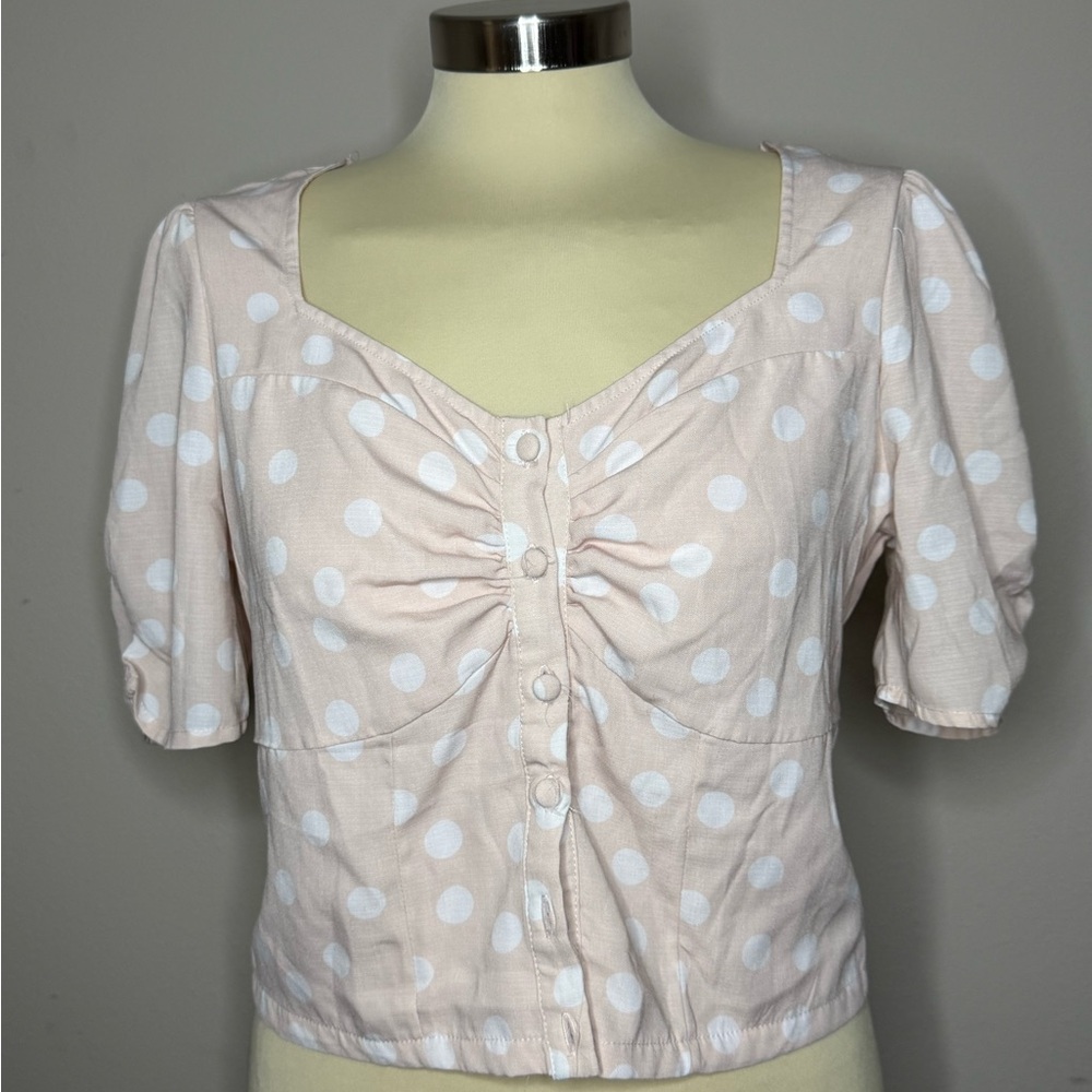 Polka Dot Button-Up Women Top